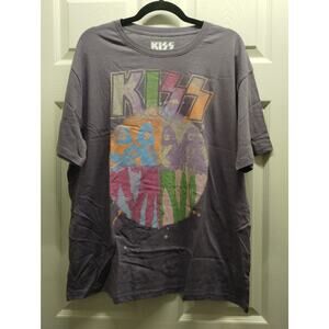 KISS Women's Size 2X NEW Purple Graphic Distressed Short Sleeve Band T-Shirt